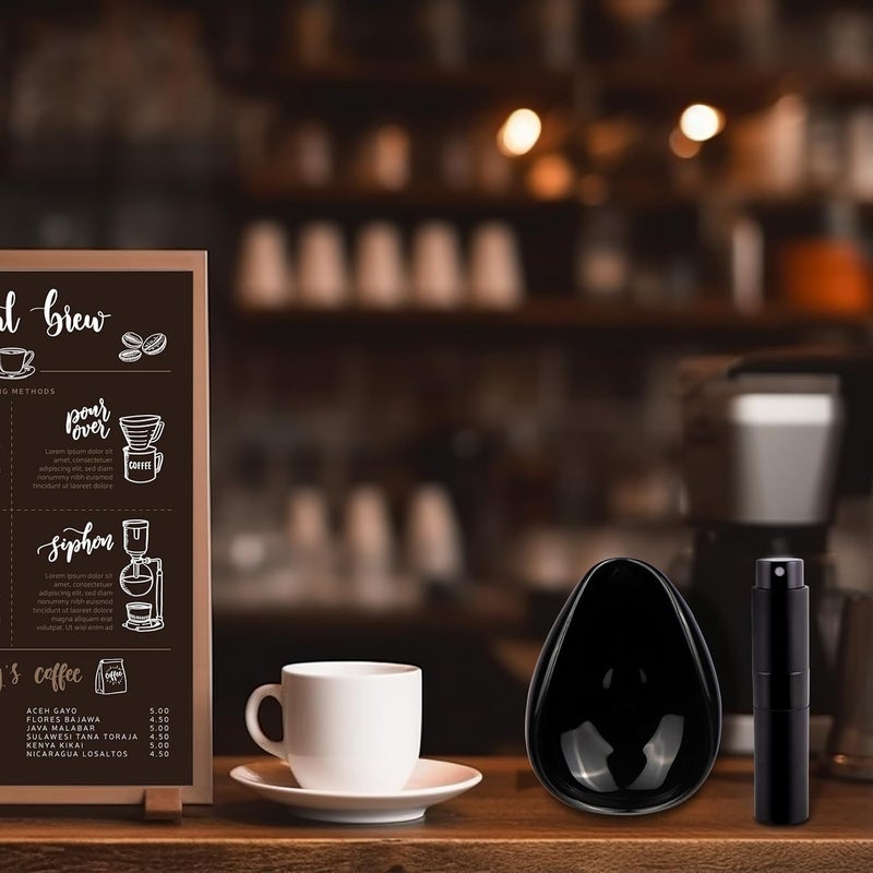 FEUNLEM Coffee Bean Dosing Cup and Spray Bottle Set - Ceramic Espresso Accessories Kit, 8ml Static Reducing Sprayer for Cafe, Home Use | Barista-Approved Dosing Tools (Black) - Image 5